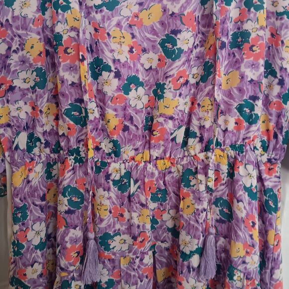 Skies Are Blue Women's M Floral Midi Dress V-neckline, dress flows, party dress - Picture 4 of 13